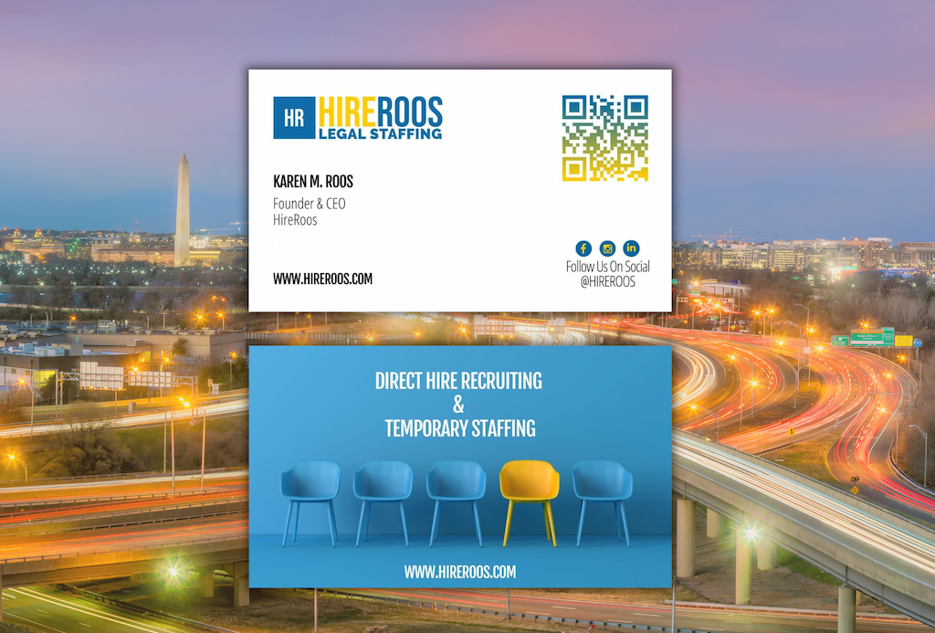 image of hire roos legal staffing business card
